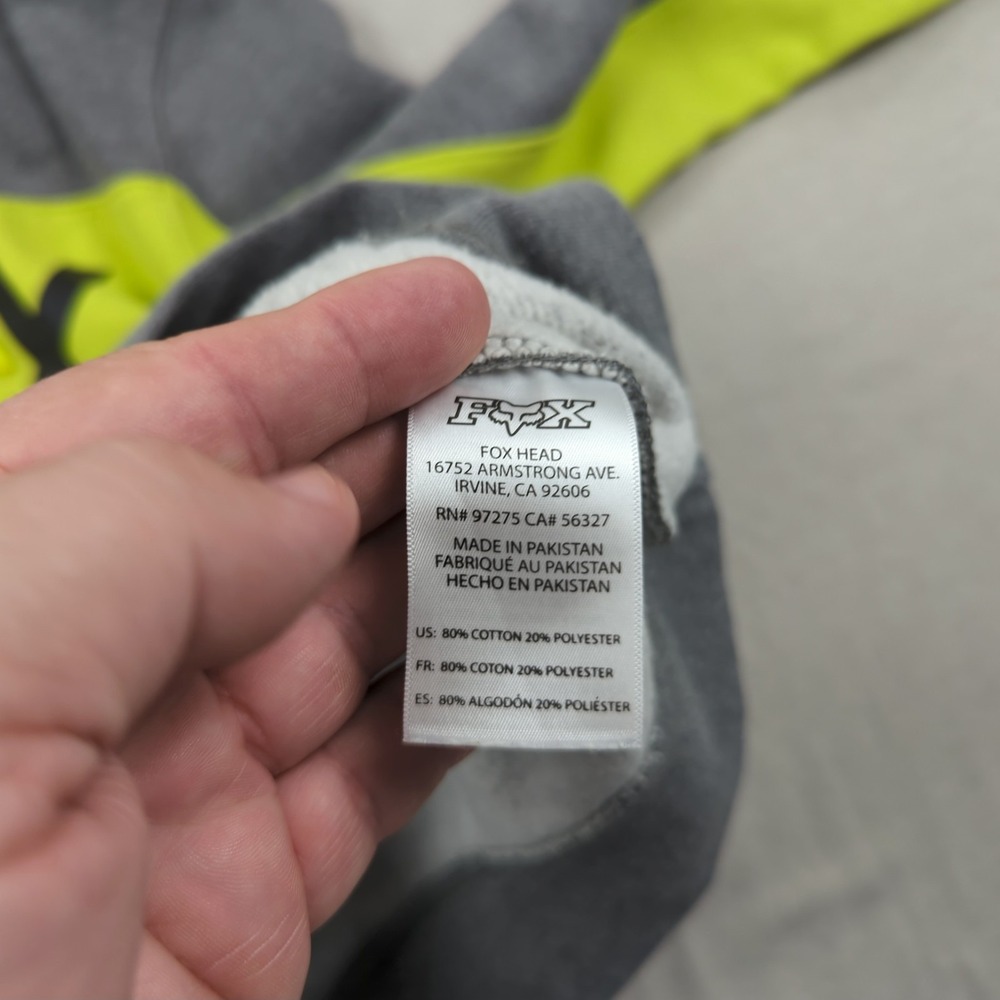 Fox Racing Hoodie Mens  Small Grey Yellow Activewear Pull Over‎ - Picture 8 of 13